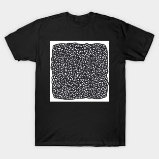 Squiggle Bricks | Black and White Square Pattern | Simple and Complex Design T-Shirt